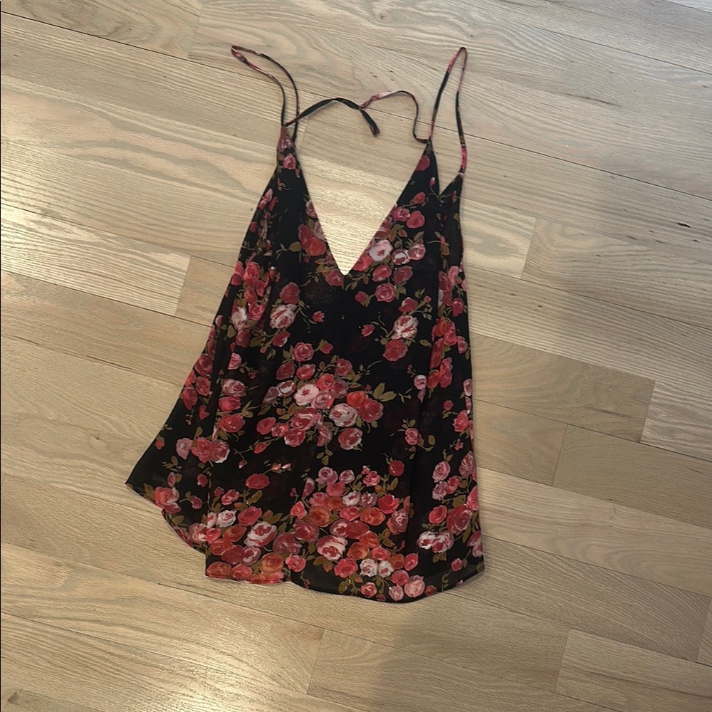 Reformation Floral Black and Pink Women's Top